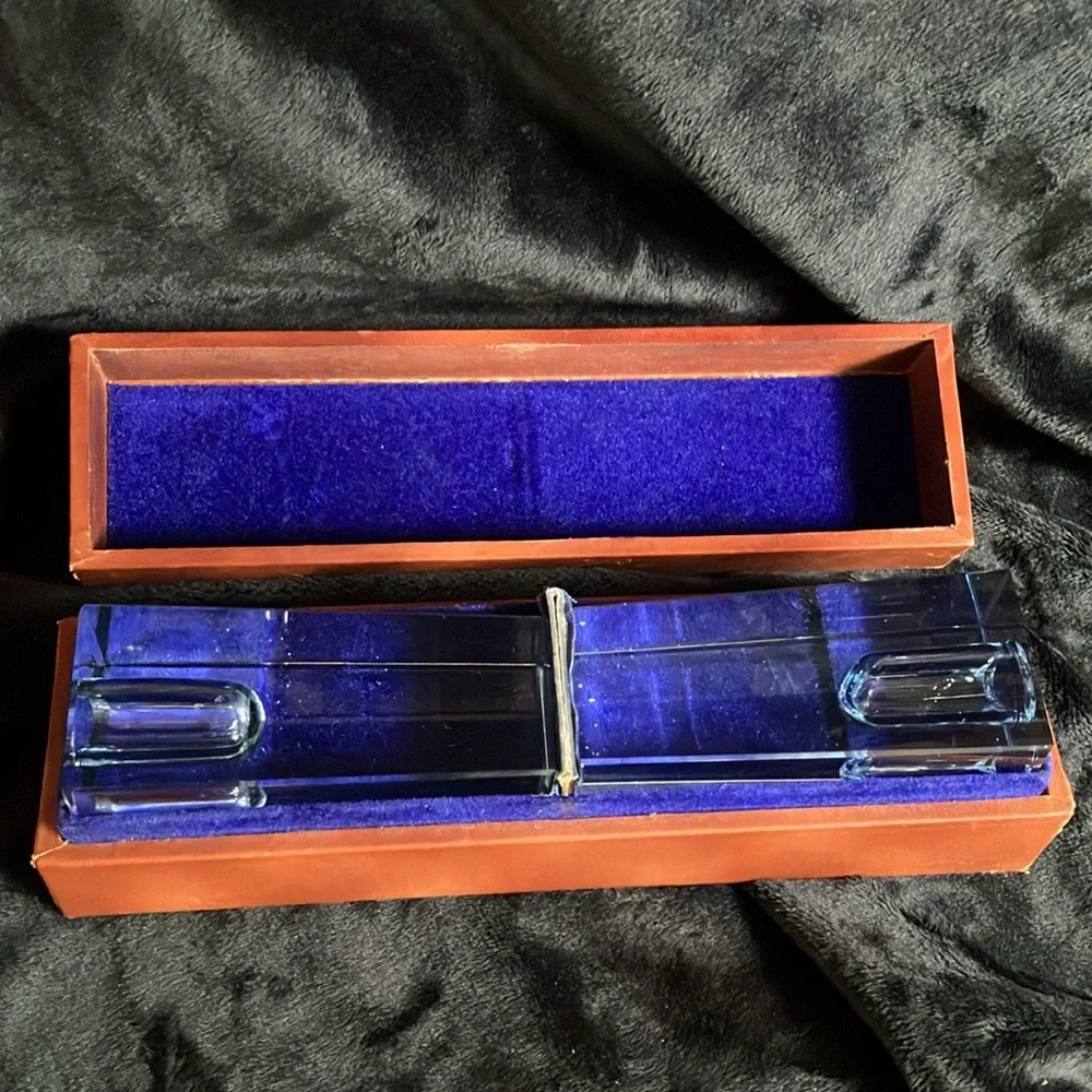 Vintage Modern Crystal Candle Stick Holders With Storage Box